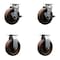 Service Caster 6'' High Temp Glass Filled Nylon Caster Set w/Roller Bearing 2 Brakes 2 Rigid, 4PK SCC-20S620-GFNRHT-TLB-2-R-2 - alternate 1